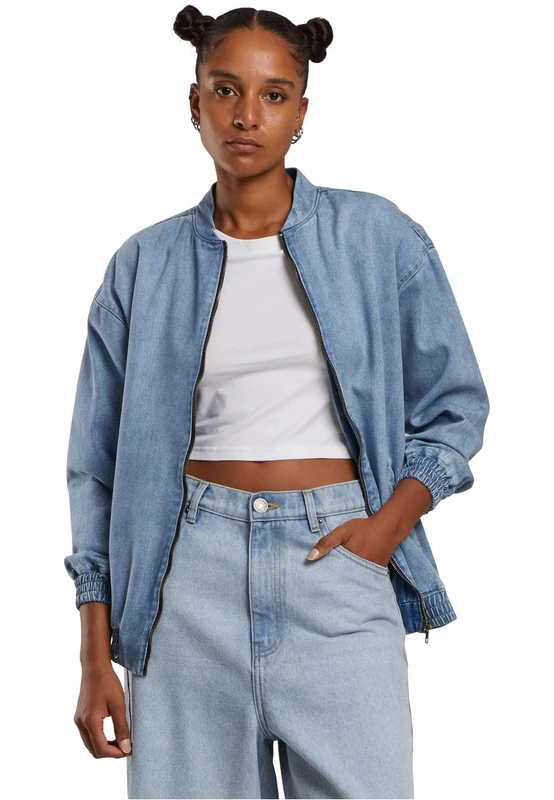 Urban Classics Women's Tb7131-ladies Oversized Skater Jacket Jeans, New Light Blue Dirty Washed, XL