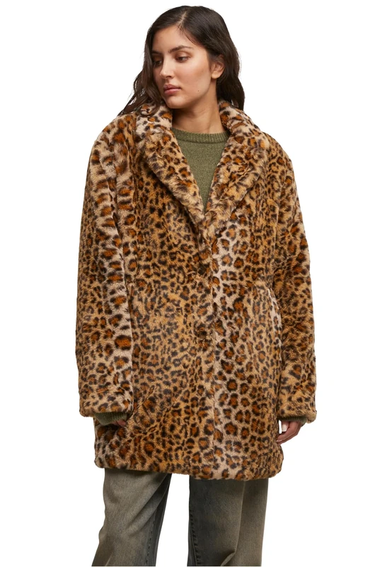 Urban Classics Women's Tb7937-ladies Oversized Faux Fur Leo Coat, XS