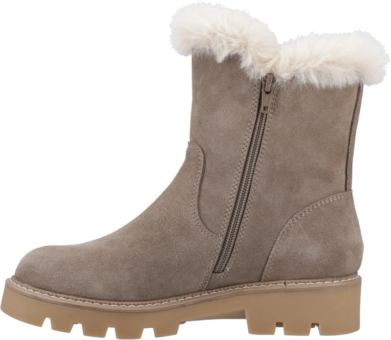 Hush Puppies Female Ambre Zip Boot, Taupe, 4