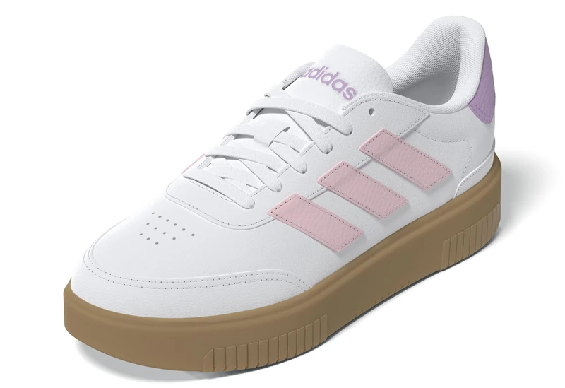 adidas Women's COURTBLOCK Shoes, FTWR White/Clear Pink/Bliss Lilac, 7 UK