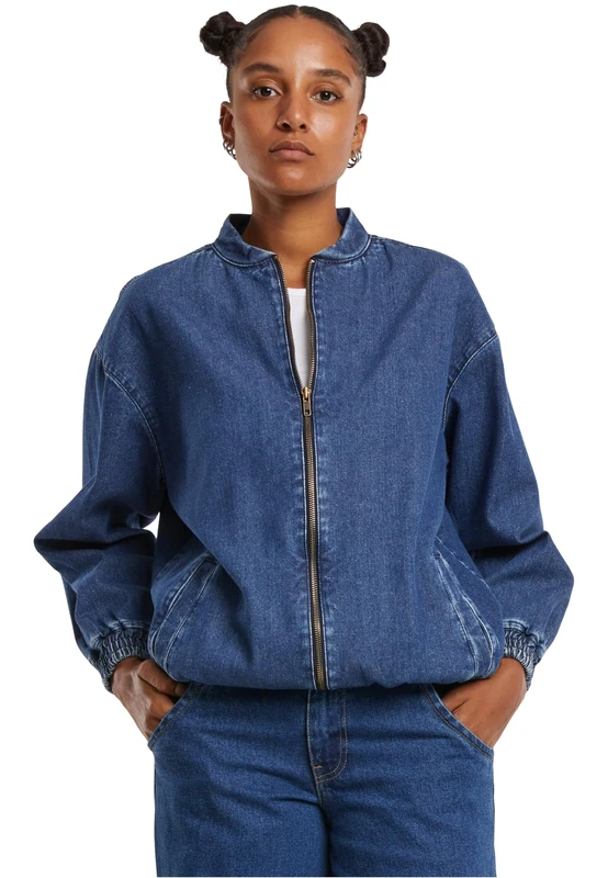 Urban Classics Tb7131-ladies Oversized Skater Jacket Denim Jacket, Dark Blue Medium Wash, XL Women's, Medium Dark Blue Washed, XL