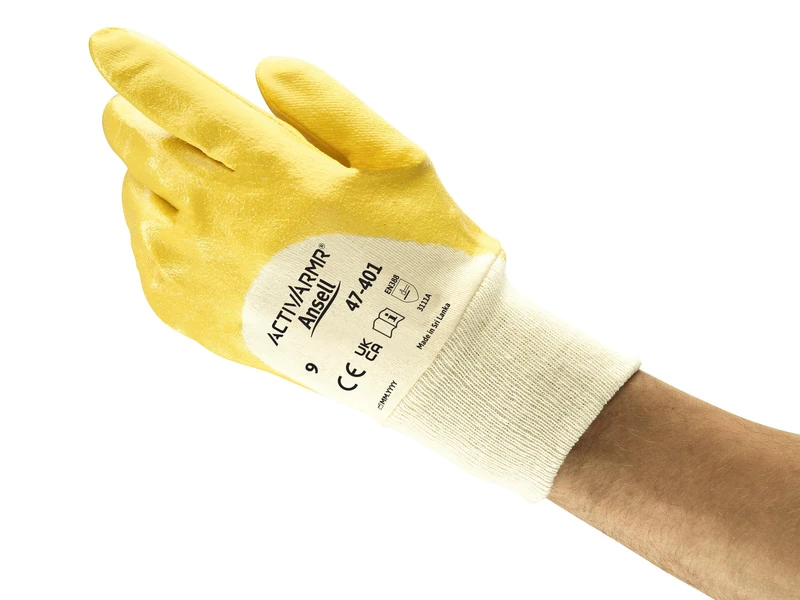 Ansell ActivArmr 47-401 Safety Work Gloves Mechanical Protection, Size 8 (M), (12 Pairs)