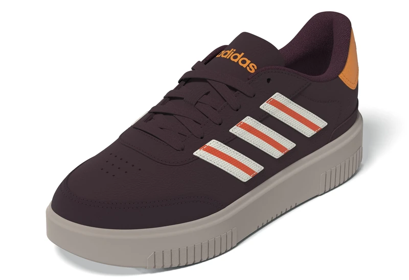 adidas Women's COURTBLOCK Shoes, Maroon/Off White/Pure Tangerine, 6 UK
