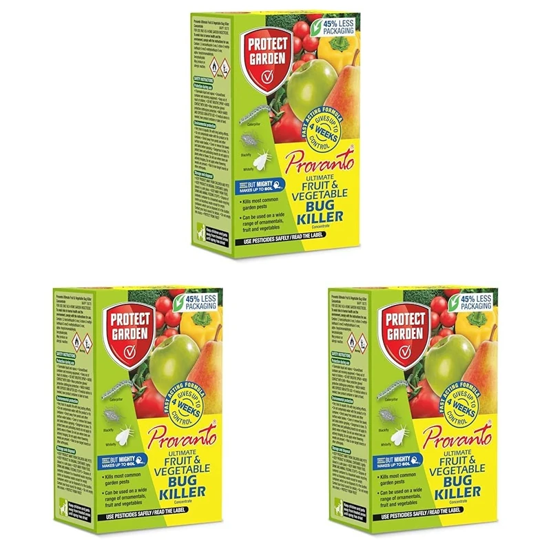 Provanto Ultimate Fruit and Vegetable Bug Killer Concentrate - Protects Edible Crops from Pests for 4 Weeks - Garden Care, Plant Protection, Indoor & Outdoor, GYO, Concentrate Makes 60L - 30ML