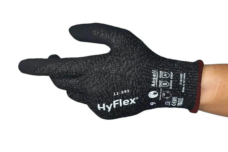 Ansell Hyflex 11-591 Safety Work Gloves Mechanical Protection, Size 11 (2XL), (12 Pairs)