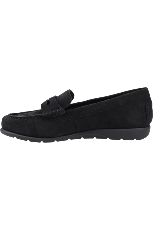 Hush Puppies Female Shelby Suede Loafer, Black, 4