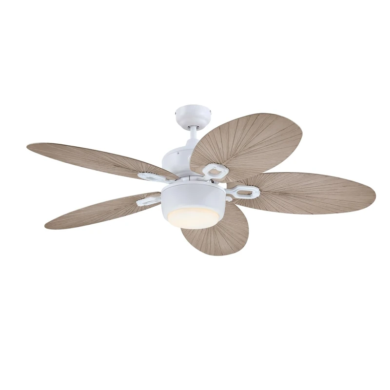 Westinghouse Lighting 7316440 132 cm Oasis Traditional Matte White Indoor/Outdoor Ceiling Fan, Light Fixture with Opal Frosted Glass
