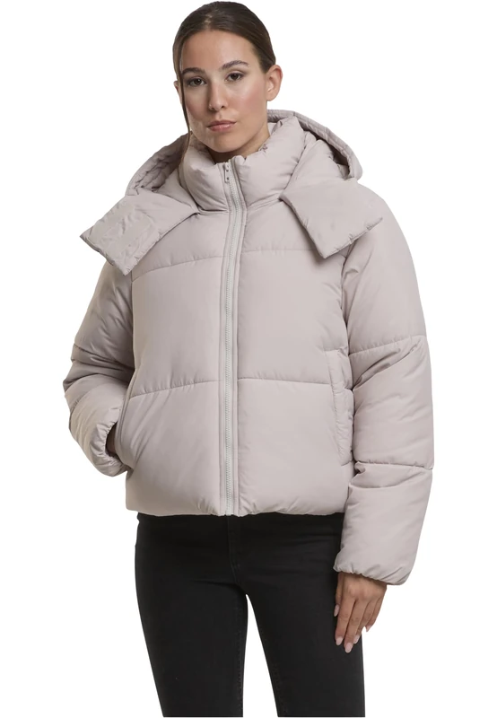 Urban Classics Women's Tb7797-ladies Hooded Collar Puffer Jacket, Cloud, S - Image 1