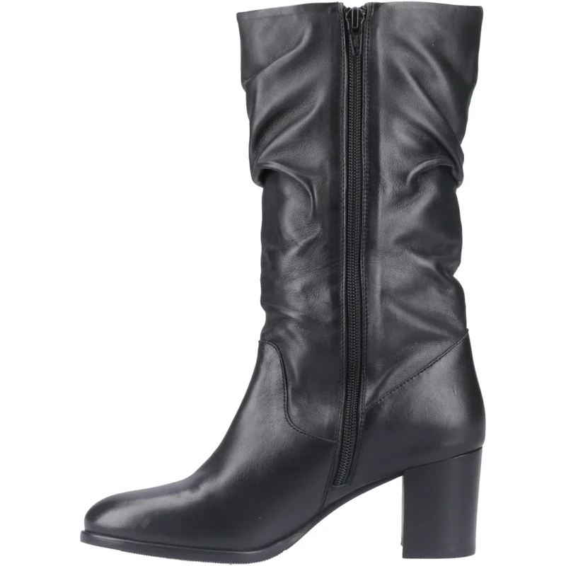 Hush Puppies Female Cosima Lthr Ruched Boot, Black, 8