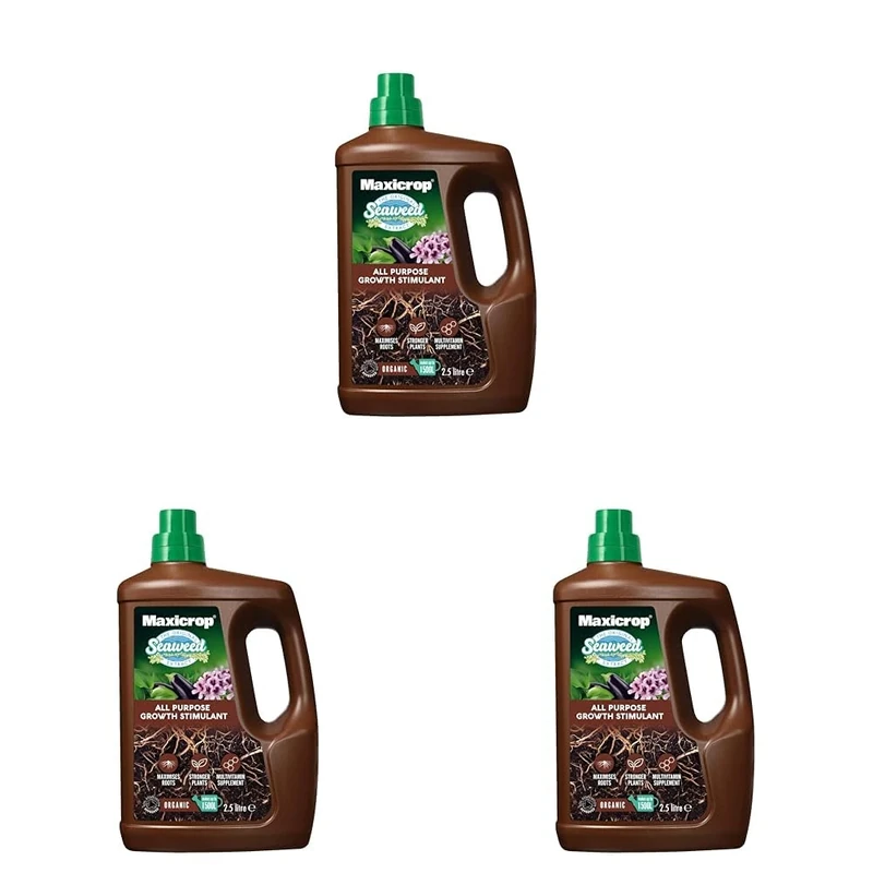 Maxicrop POPGS4TL Original Seaweed Extract Organic Plant Growth Stimulant, 2.5L - Natural Seaweed Extract Fertiliser - Boosts Healthy Root Development - Approved for Organic Growing - Plant Nutrition