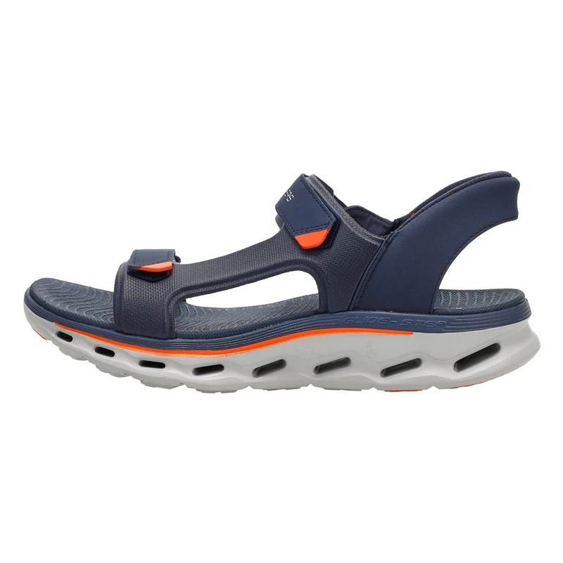 Skechers Men's Hands Free Slip-ins Go Walk Glide Step 2.0 Quarter Strap Sandal Sports Sandals, Navy Orange, 13 UK