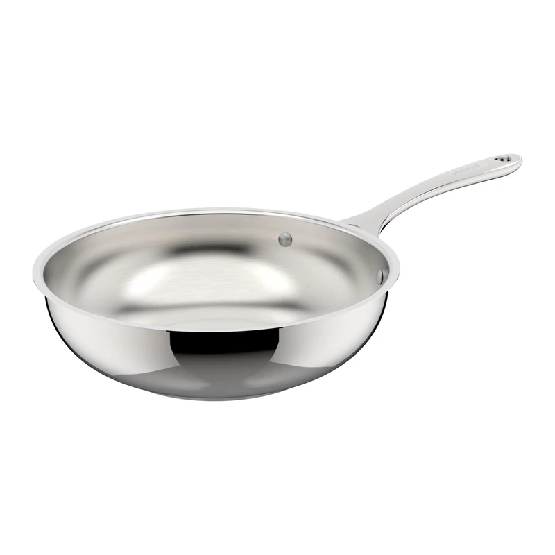 Lagostina Non-Stick Wok Orchestra with Long Handle in Stainless Steel 18/10 Diameter 26 cm, Lagotherm Bottom 3 Layers, Mirror Effect Exterior and Interior Satin, for All Heat Sources
