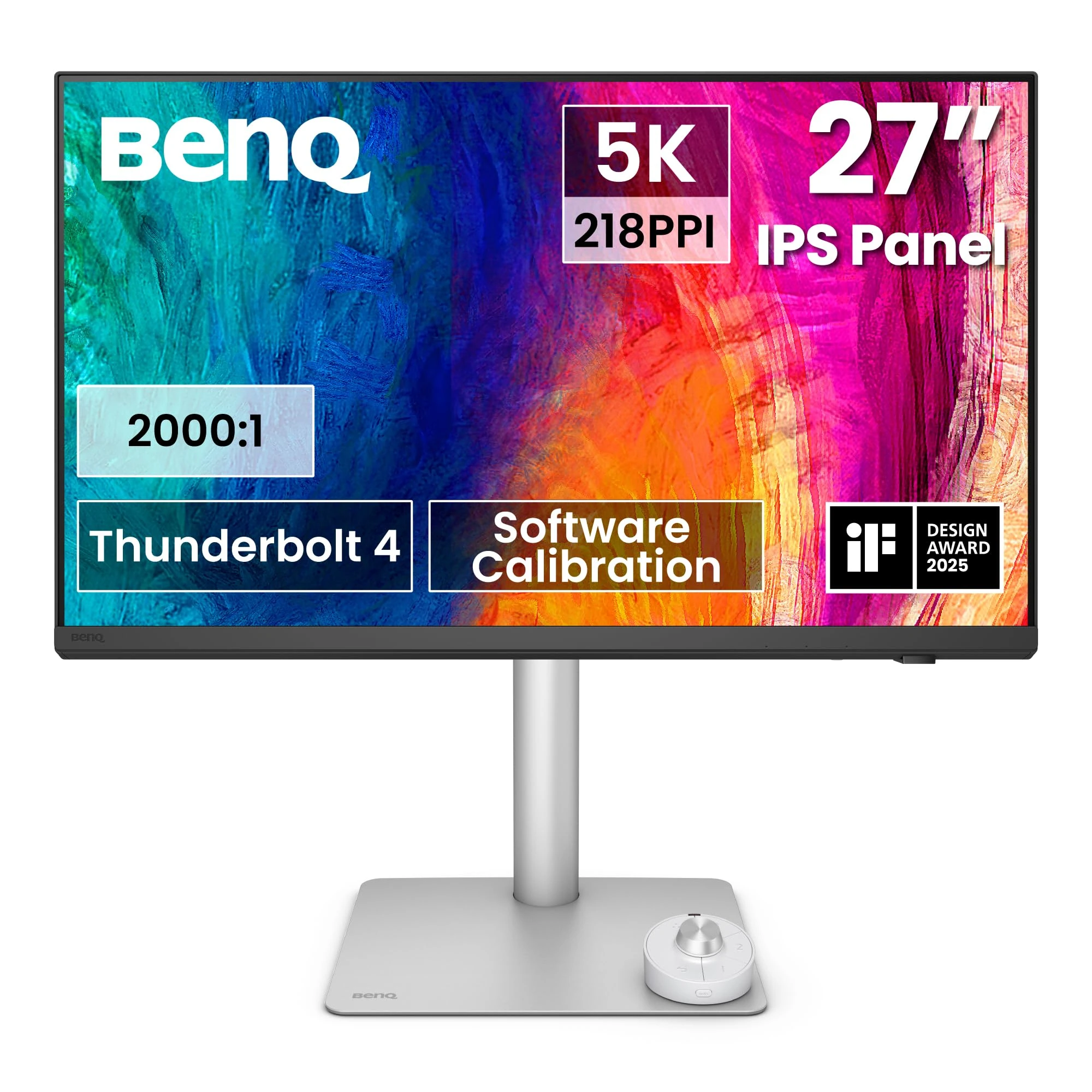 BenQ PD2730S 27” 5K Monitor, 90W Thunderbolt 4, 218 PPI, 98% P3, 2000:1 Contrast, Nano Matte Panel, Daisy Chain, KVM, Height Adjustable, Mac-Compatible, for 3D Artists, VFX Animators, Game Designers