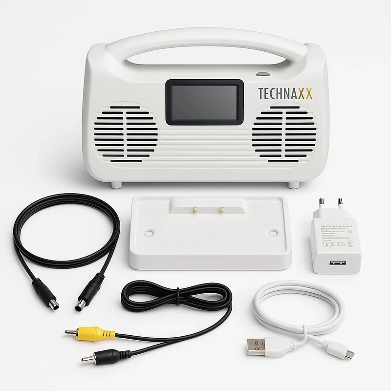 Technaxx Wireless TV Speaker with Base Station TX-317 - Bluetooth 5.3, 2x5W Speakers, LCD Display, 3 Sound Modes, Built-in FM Radio, up to 8h Playback - Ideal for Seniors and Hard of Hearing