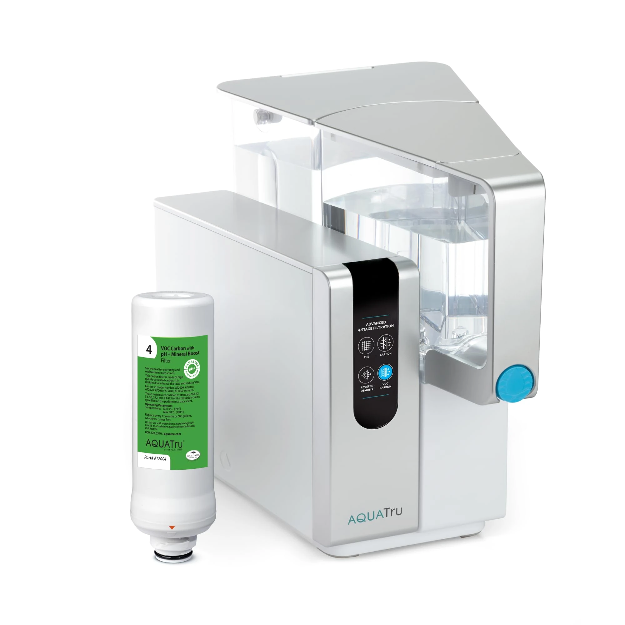 AquaTru Classic Alkaline Countertop Water Filter System for PFAS & Other Contaminants with 4-Stage Ultra Reverse Osmosis Technology (No Installation Required) (AquaTru Classic Alkaline)