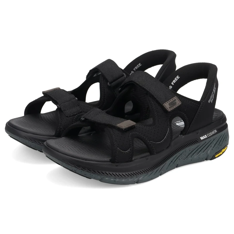 Skechers Hands Free Slip-ins MAX Cushioning Premier 2.0 Julian Sandal, Men's Sports Sandals, Carbon Black, 8 UK