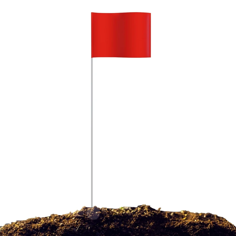 Zozen 100 Pack Red PVC Marker Flags, 38 x 10 x 13 cm, Pole Mount, Ideal for Construction, Landscaping, Pet Training, Utility Construction,Used in conjunction with the distance measuring wheel.