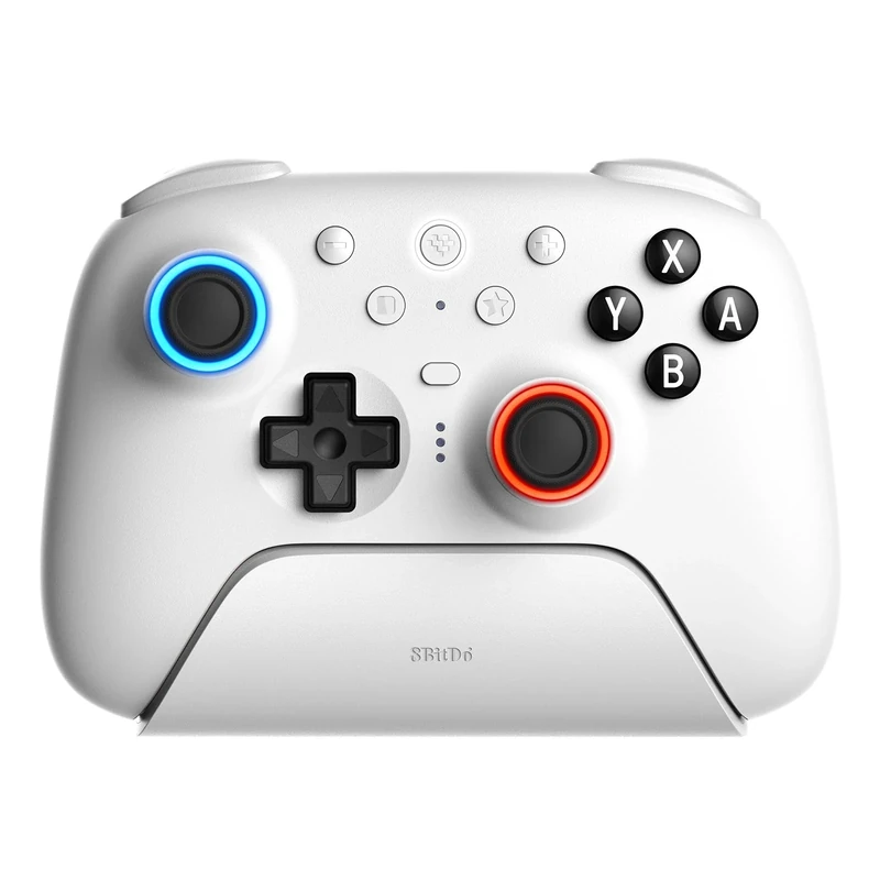 8Bitdo Ultimate 2 Bluetooth Controller for Switch, Switch 2 & Windows PC, Switch Pro Controller with TMR Joysticks, Switchable Hall Effect/Tactile Triggers, Vibration and Motion Control, RGB, White