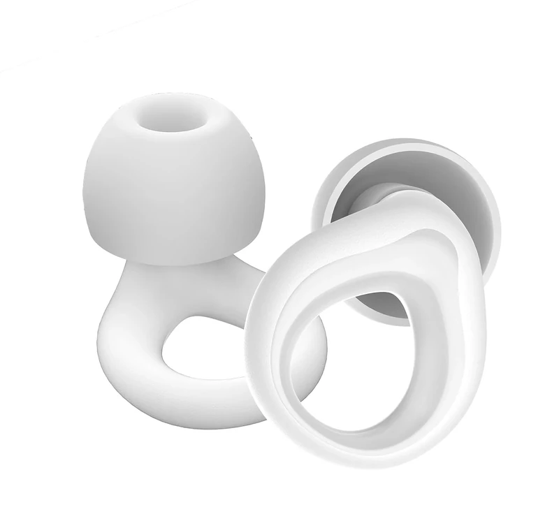Ear Plugs for Sleep Noise Cancelling Reusable Silicone Earplugs for Sleeping, Deep Focus, Travel, 30dB Noise Reduction High Fidelity Hearing Protection, 4 Pairs Ear Tip (Pure White)