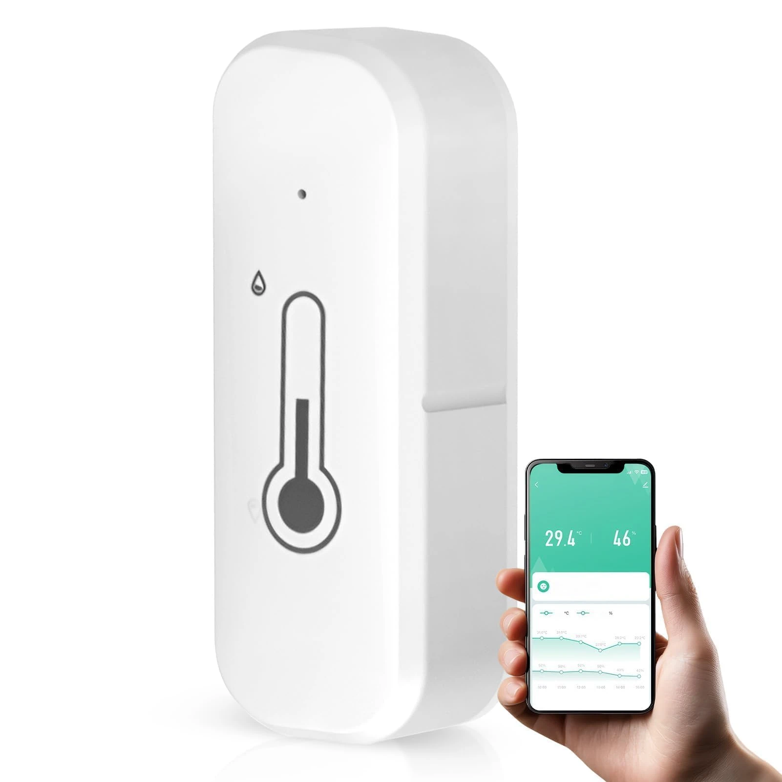 WiFi Humidity Temperature Monitor, WiFi Thermometer Outdoor Hygrometer Sensor for Remote Monitor and Notification Alert, High Precision Indoor Thermometer with Tuya App for Baby, Pet, Garden, Office