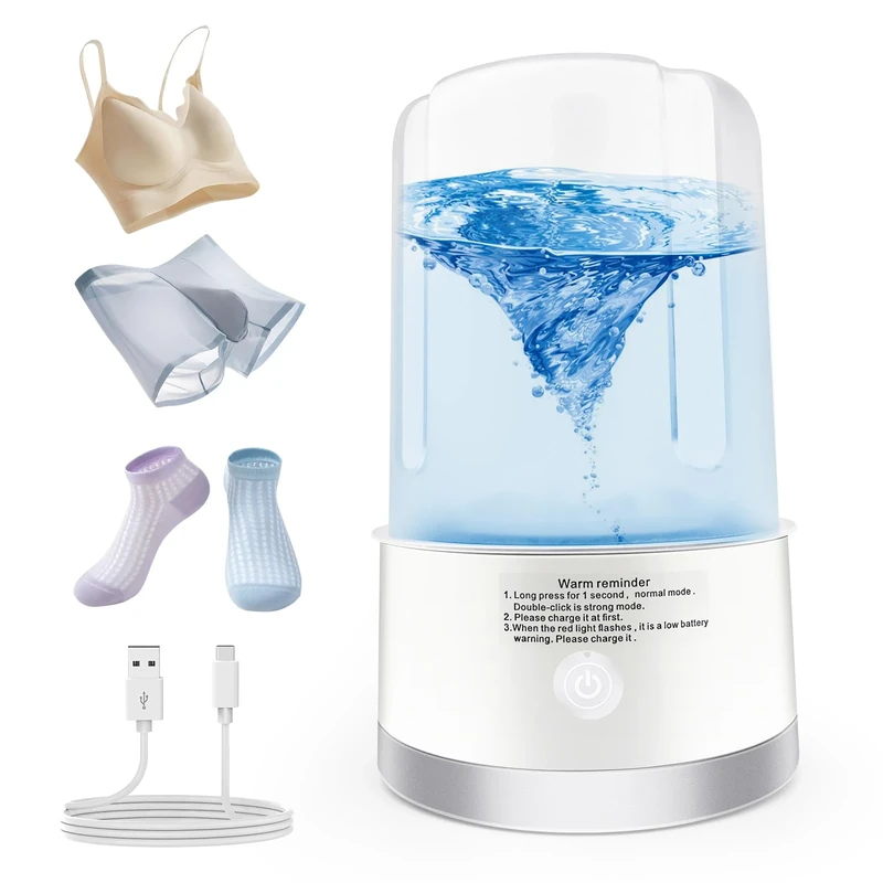 Portable Mini Washing Machine | Compact Deep Cleans Underwear, Baby Clothes, Small Laundry | Lightweight for Apartment, Dorm, Hotel, Travel & Camping | Quiet Energy-Efficient (White)