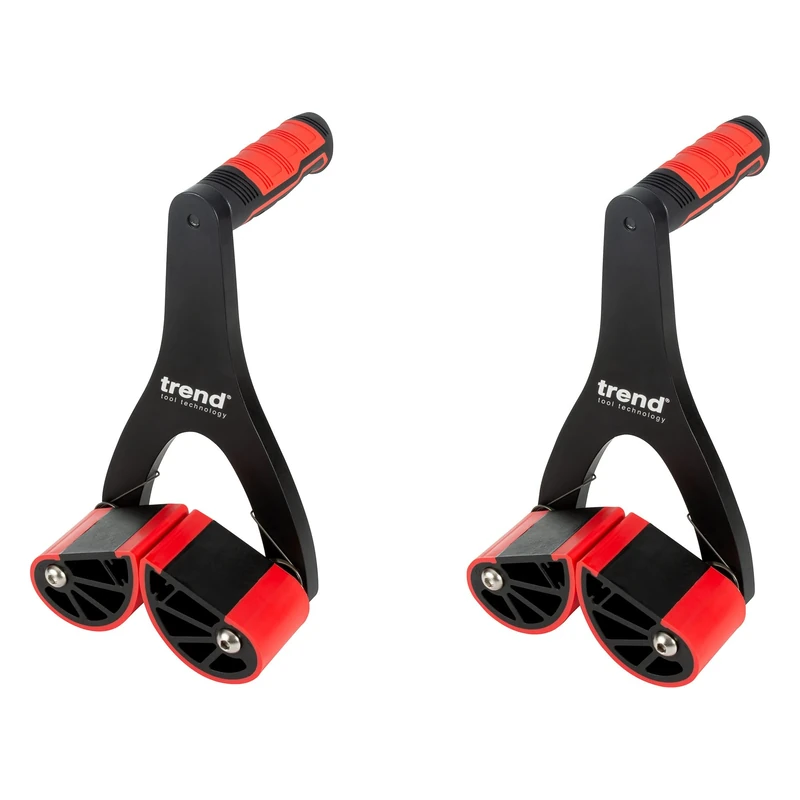 Trend Panel Carrier Set for Doors, Worktops & Sheet Materials, Pair of Self-Adjusting Lifting Tools for Materials up to 65 mm Thick, 75 kg Capacity Each, Non-Slip Rubber Jaws, P/CARRIER/2