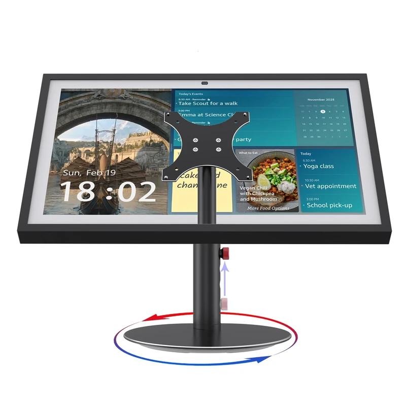 ITSHOM Stand for Echo Show 15 (1st, 2nd Gen), Echo Show 21 with Swivel and Tilt Design, 4-Level Height Settings, Aluminum Mount Stand for Show 21, VESA-Compatible for 15-21" Displays (Black-Swivel)
