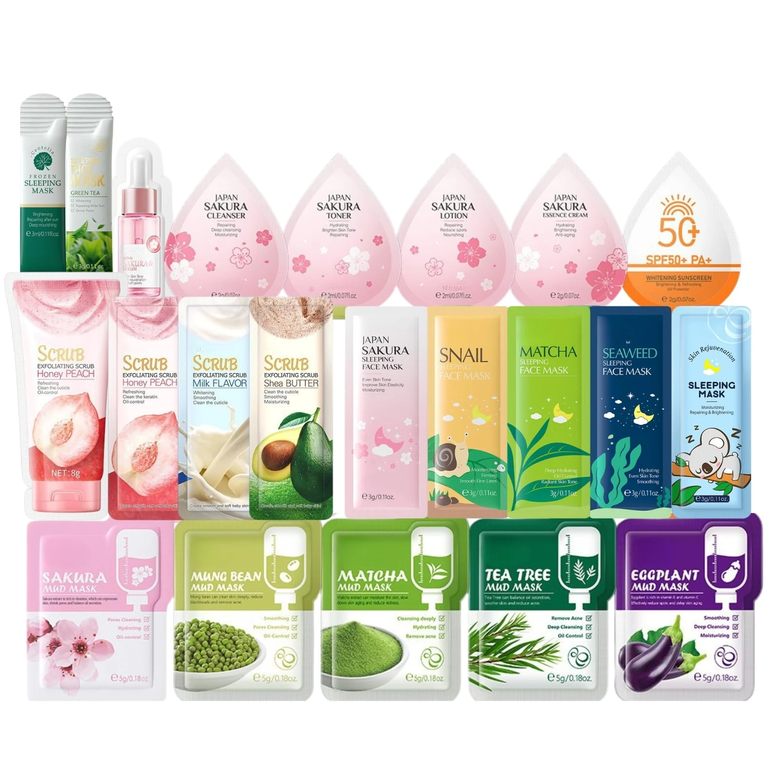 22pcs Skin Care Set - Pamper Gifts for Women - Teenage Girls Gifts for Travel - Skin Care Sets & Kits with Mud Mask & Sleeping Mask & Travel Mini Pamper Set & Body Scrub