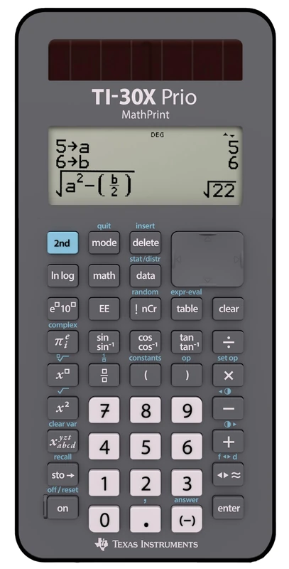 Texas TI-30X Prio MathPrint Scientific School Calculator (IQB, Solar/Battery) Grey - Image 1