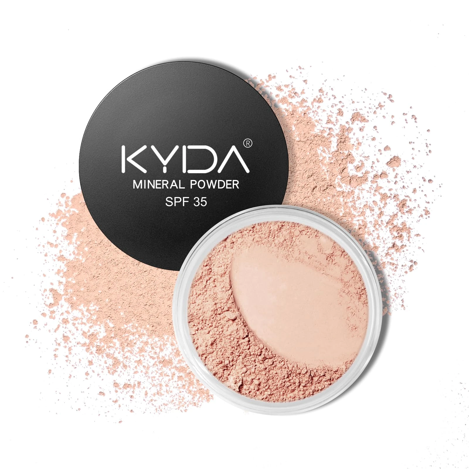 KYDA Mineral Powder, SPF 35, Translucent Face Loose Powder, Sheer Coverage, Weightless Oil Free Setting Powder, 0.28 oz, Fairly Medium
