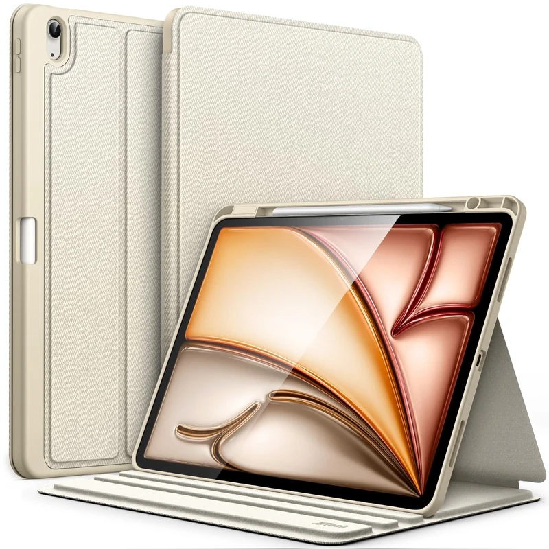 JETech Case for iPad Air 13-Inch M3/M2 (2025/2024) with Pencil Holder, Slim Folio Stand Protective Tablet Cover, Multi-Angle Viewing, Auto Wake/Sleep (Starlight)