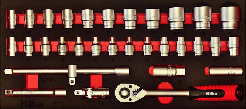 Hilka 01133212 32 PCE 1/2" Drive EVA Socket Set Metric
