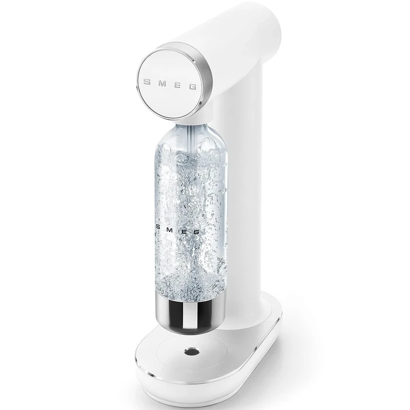 Smeg SKC01WHM Soda Maker, Non-Slip Feet, Space Saving Design, 800ml, Matte White