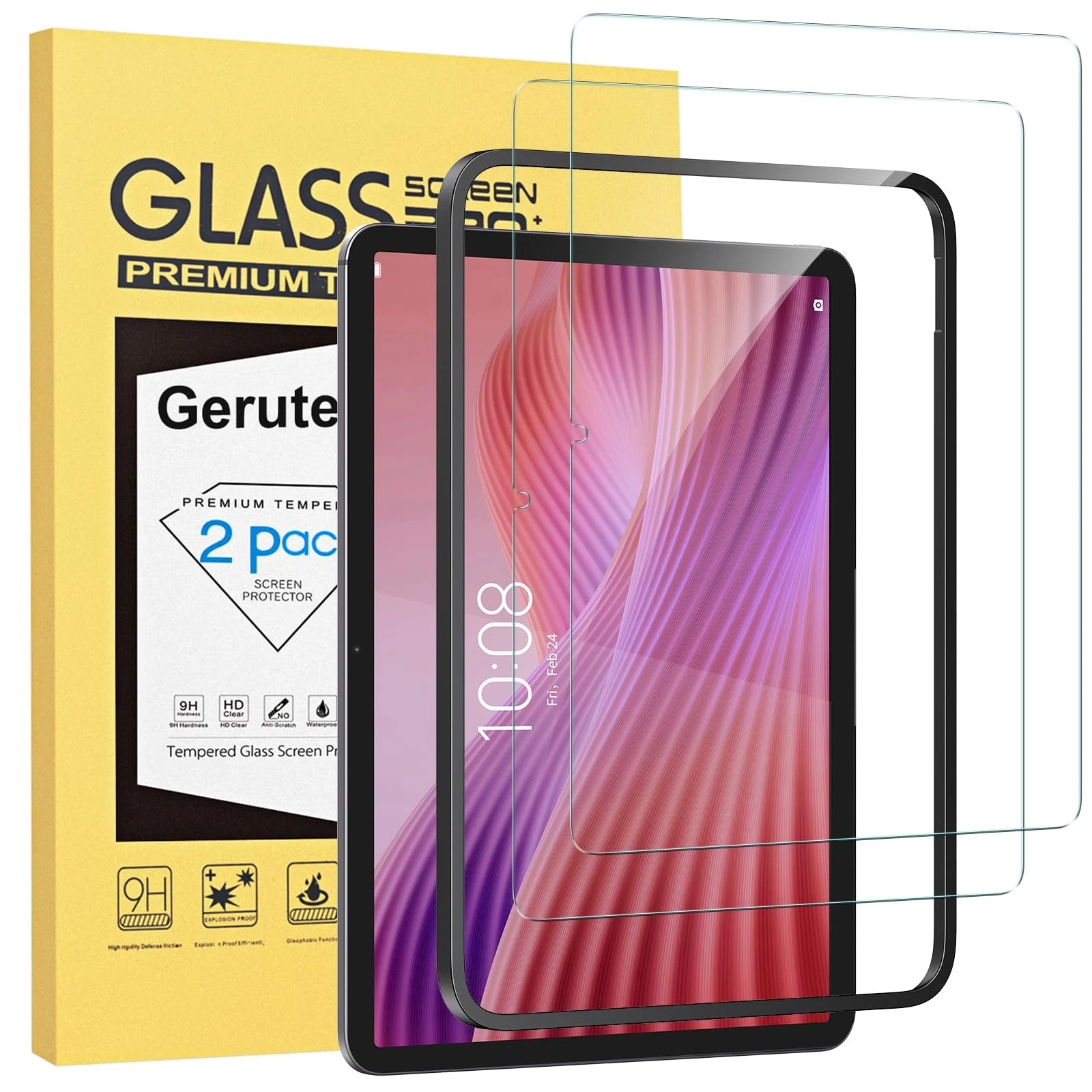 Gerutek Screen Protector for Lenovo Tab 10.1 inch 2025 with Easy [Installation Frame] TB311FU/TB-311XU Tempered Glass Film [Ultra Clear][Anti Scratch][Bubble-Free][[9H] for Lenovo Tab 2025