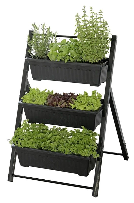 Maximex Vertical Raised Bed, 3 Levels, Adjustable Tilt Angle, 3 Planters with Drainage Holes, 56.5 x 85 x 61 cm