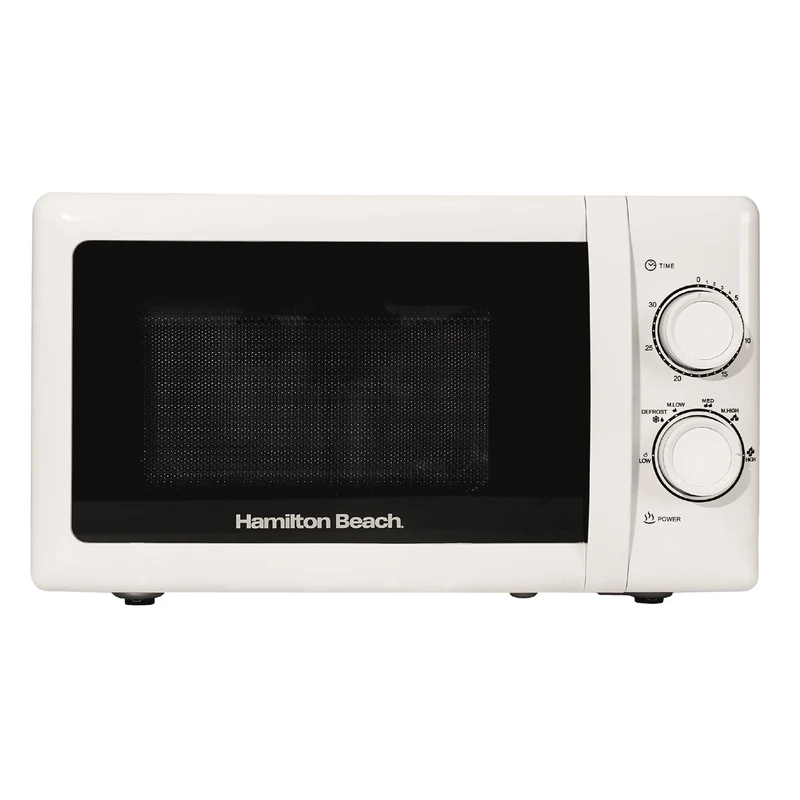 Hamilton Beach Microwave, 20L, 700W, Stainless Steel Cavity, Manual Control, 5 Power Levels, Quick Defrost, 30-Min Timer, White - HBMX79SSW - Image 1