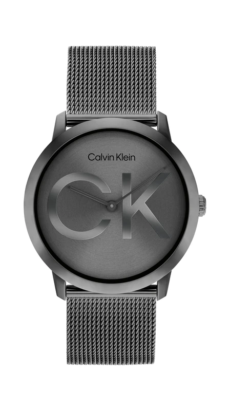Calvin Klein Two Hand Quartz Movement Watch for Men and Women IKONIX Collection with Black Stainless Steel Mesh Bracelet - 25300011