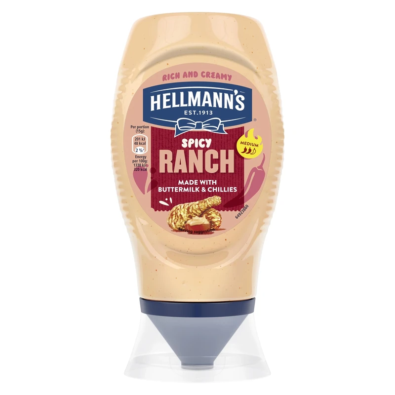 Hellmann's Spicy Ranch Sauce made with buttermilk & chillies add a fiery kick to any dish 245 g