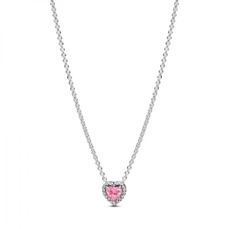 PANDORA Timeless 398425C02-45 Rose Raised Heart Necklace Sterling Silver with Zirconia Size: 45 cm, 45cm, Sterling Silver, Cubic Zirconia