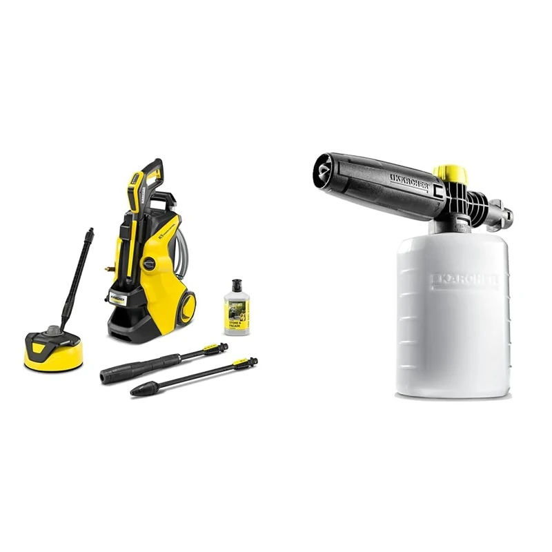 Bundle of Kärcher K 5 Power Control Flex Home Pressure Washer, pressure: max. 145 bar, flow rate: 500 l/h, area: 40 m²/h, water filter, weight: 13 kg + Kärcher FJ6 Foam Nozzle Multi,0.6L