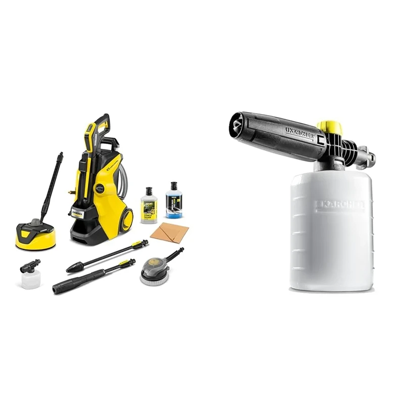 Bundle of Kärcher K 5 Power Control Flex Car & Home Pressure Washer, pressure: max. 145 bar, flow rate: 500 l/h, area: 40 m²/h, water filter, 13KG, Home Kit + Kärcher FJ6 Foam Nozzle, Multi,0.6L