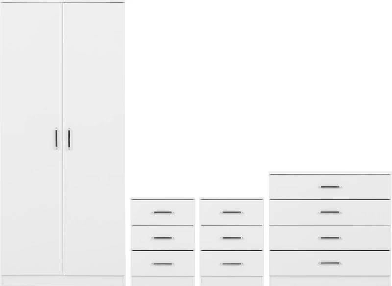 Seconique Dakota 2 Door Wardrobe Bedroom Set in White