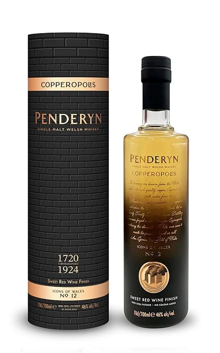 Penderyn Copperopolis Single Malt Welsh Whisky - Icons of Wales No# 12, 70cl, 46% ABV, Crafted in Wales