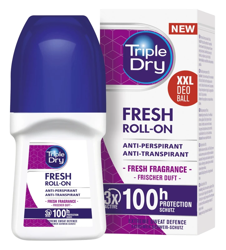 Triple Dry Women | Fresh Fragrance Anti-Perspirant Roll On 50ml | 100-Hour Protection Against Excessive Sweating | Fights Odour | Triple Active Formula | Clinically Proven | Female