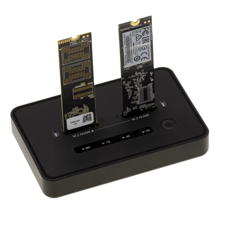 KALEA-INFORMATIQUE Dock Cloning Station for 2 SSD M2 NVMe M Key with USB3.2 Gen2x2 Link 20Gbps USB A or USB C Capacity Supported 8TB x2