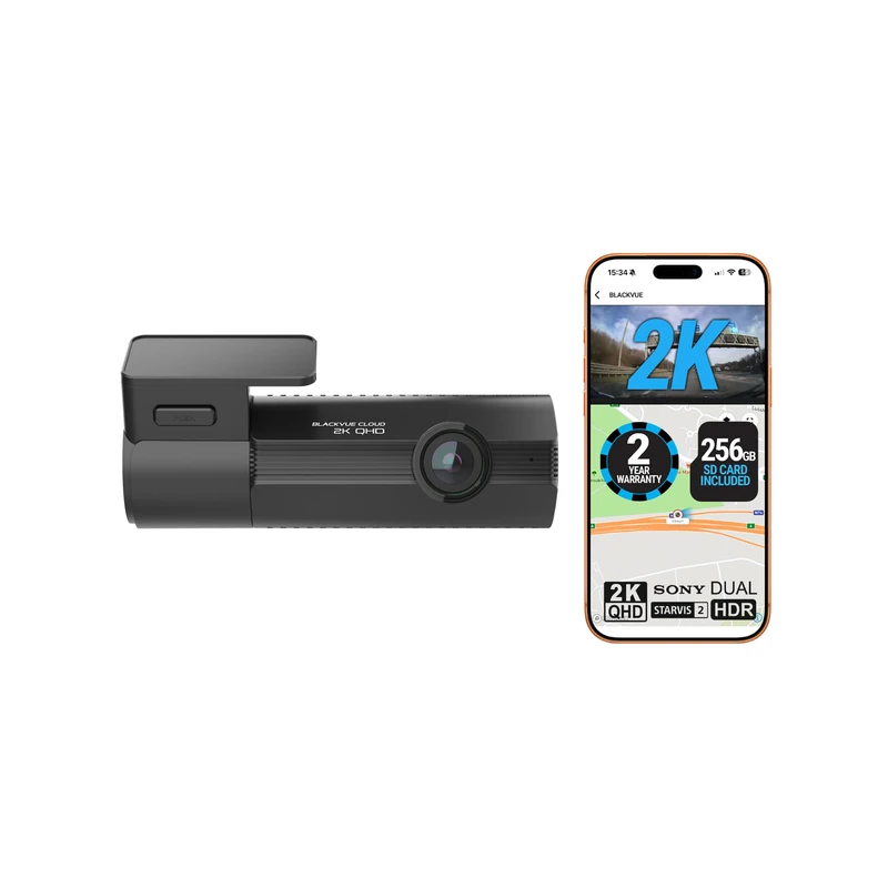 BlackVue Elite 8 1CH 64GB Dash Cam - UK Edition - 2K QHD Dashcam, STARVIS 2, HDR, Wi-Fi, GPS, Night Vision, Power-Saving Parking Mode, 4G LTE Ready, App & Cloud Features