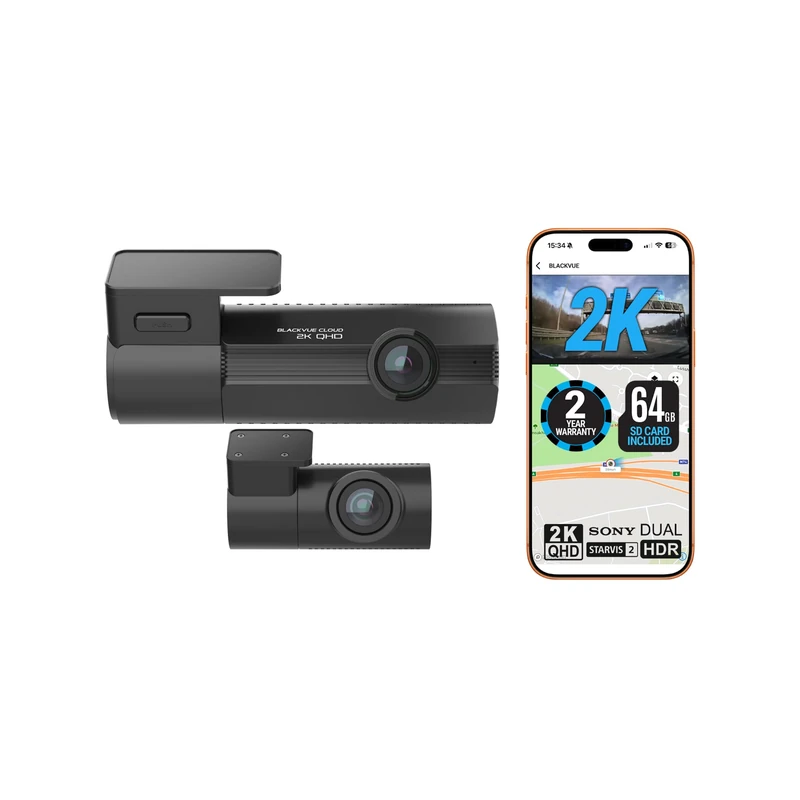 BlackVue Elite 8 2CH 256GB Dash Cam - UK Edition - 2K/2K QHD Front & Rear Dashcam, STARVIS 2, HDR, Wi-Fi, GPS, Night Vision, Power-Saving Parking Mode, 4G LTE Ready, App & Cloud Features