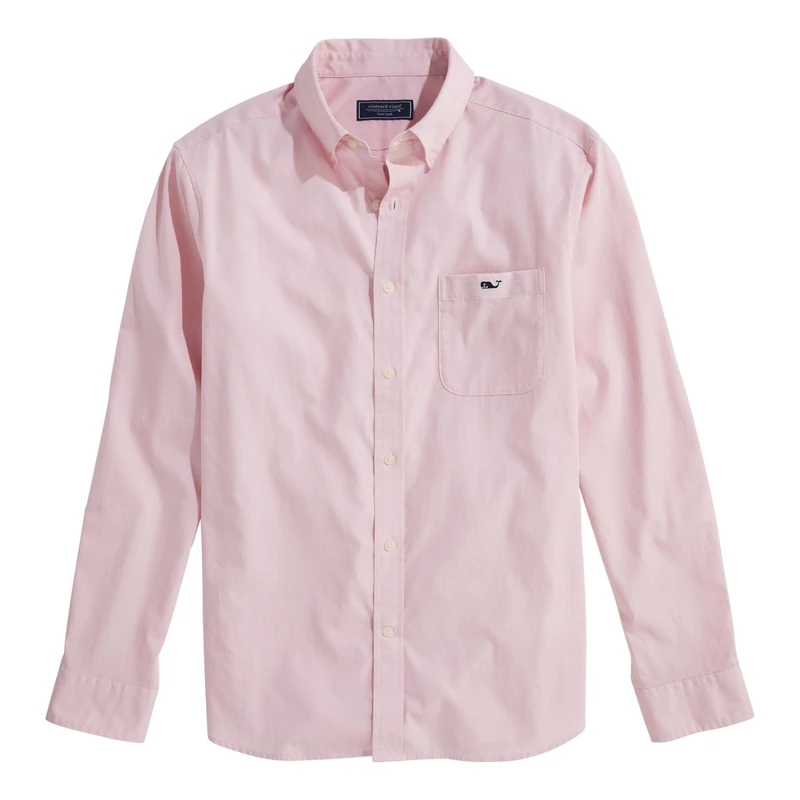 Vineyard Vines Men's Shoreline Solid Perfect Wash Poplin Shirt, Flamingo, XL