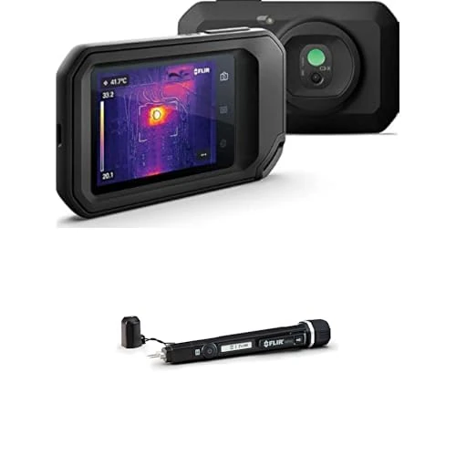 FLIR C3-X Compact Thermal Imaging Camera with Wifi: High Resolution Infrared Imager for Inspection + FLIR MR40 Moisture Pen and Flashlight, Pocket Portable Single-Scale Moisture Meter Bundle