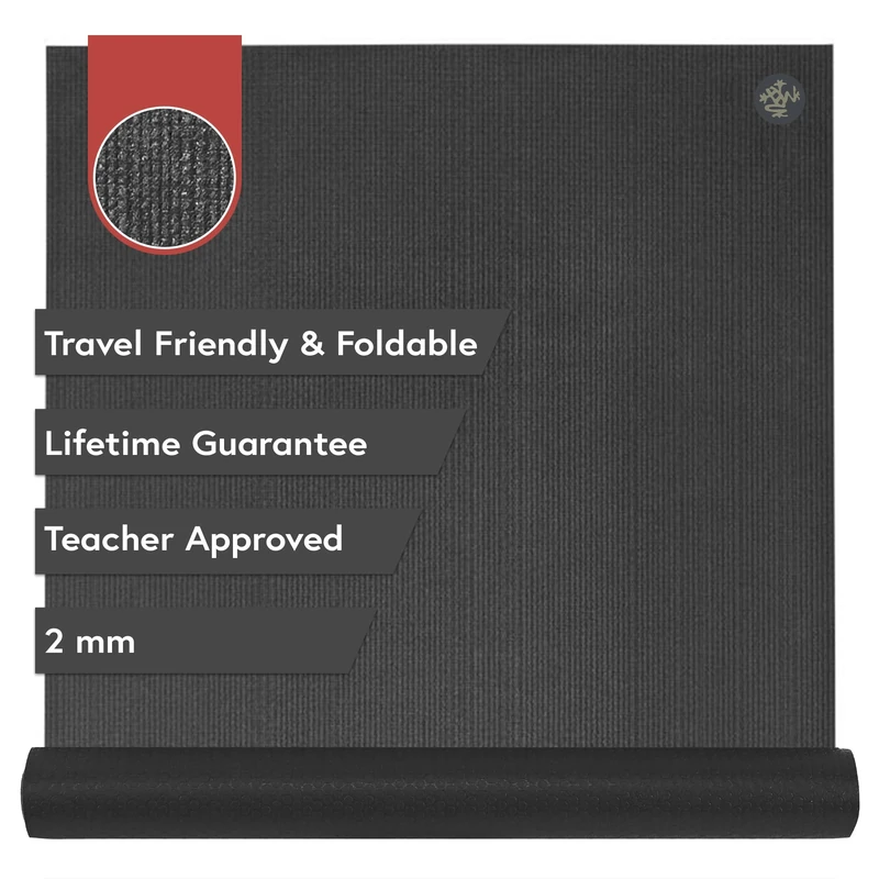 Manduka PRO Travel Yoga Mat 71" - 2mm | Foldable & Travel Friendly | Lifetime Durability | Teacher Approved | Hygienic Construction | 71 x 24 inches